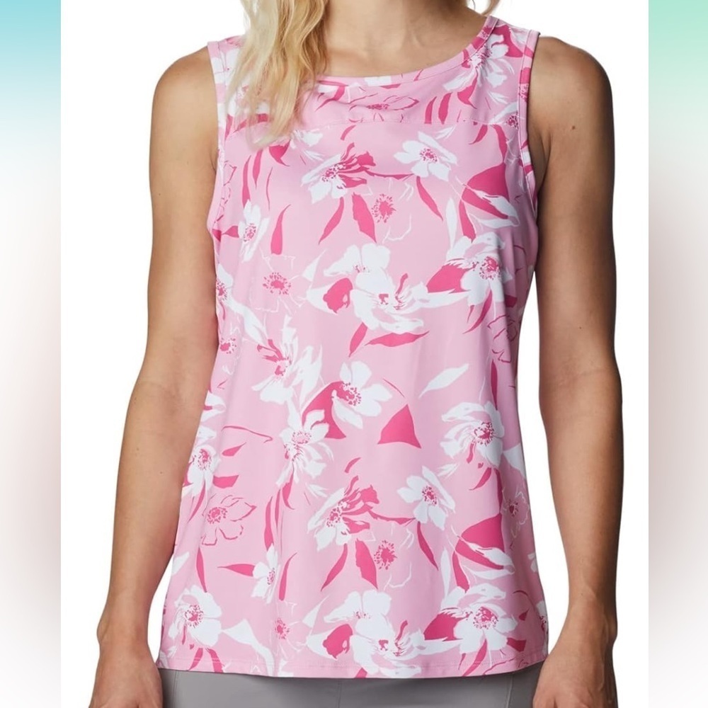 Columbia Pink Floral Chill River Sleeveless Performance Tank M